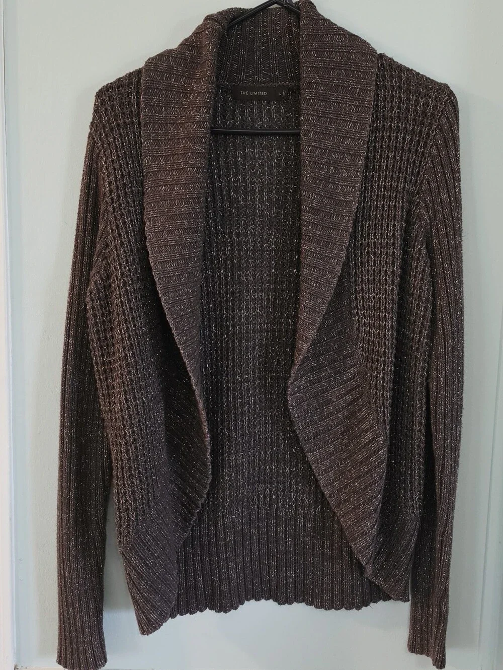 The Limited Open-Front Ribbed Cardigan Sweater With Shimmer